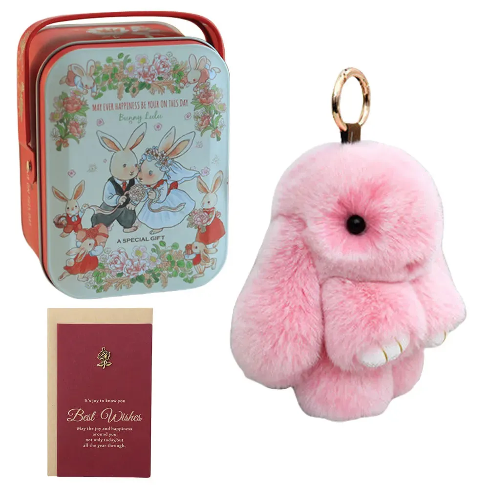 Kawaii Plush Bunny Keychain Pendant for Bags & Keys