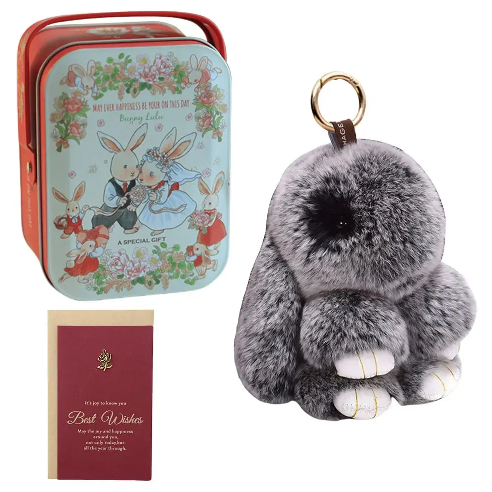 Kawaii Plush Bunny Keychain Pendant for Bags & Keys