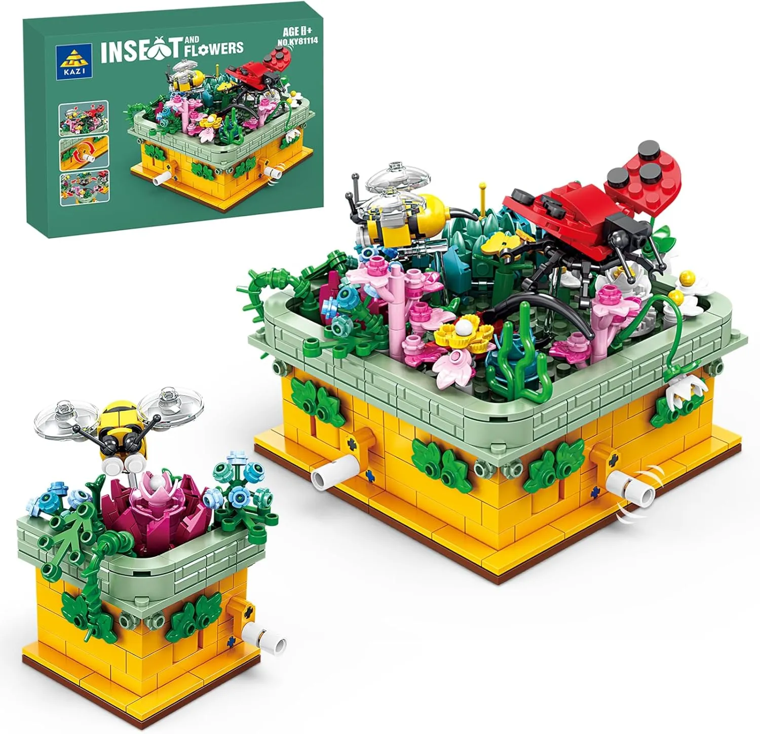 KAZI Garden Building Set,4 in 1 Flowers Building Blocks with Gears,Ideas Gift for Kids and Adults,Easter Stuffers,Party Favors