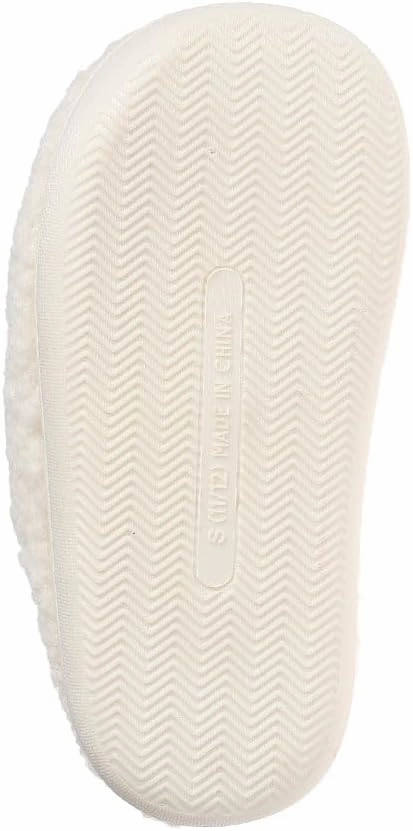 kensie Kids Slippers for Girls - Flower and Smiley Face Fuzzy House Shoes with Rhinestones, Cozy Indoor Slippers for Little Kid/Big Kid