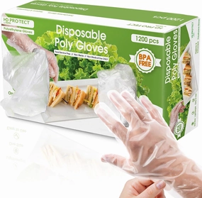 Keppi 1200pcs Plastic Gloves - BPA & Latex Free - Perfect Food Handling - Food Safe Disposable Glove for Cooking - Bulk Food Safe Gloves - One Size Great Fit