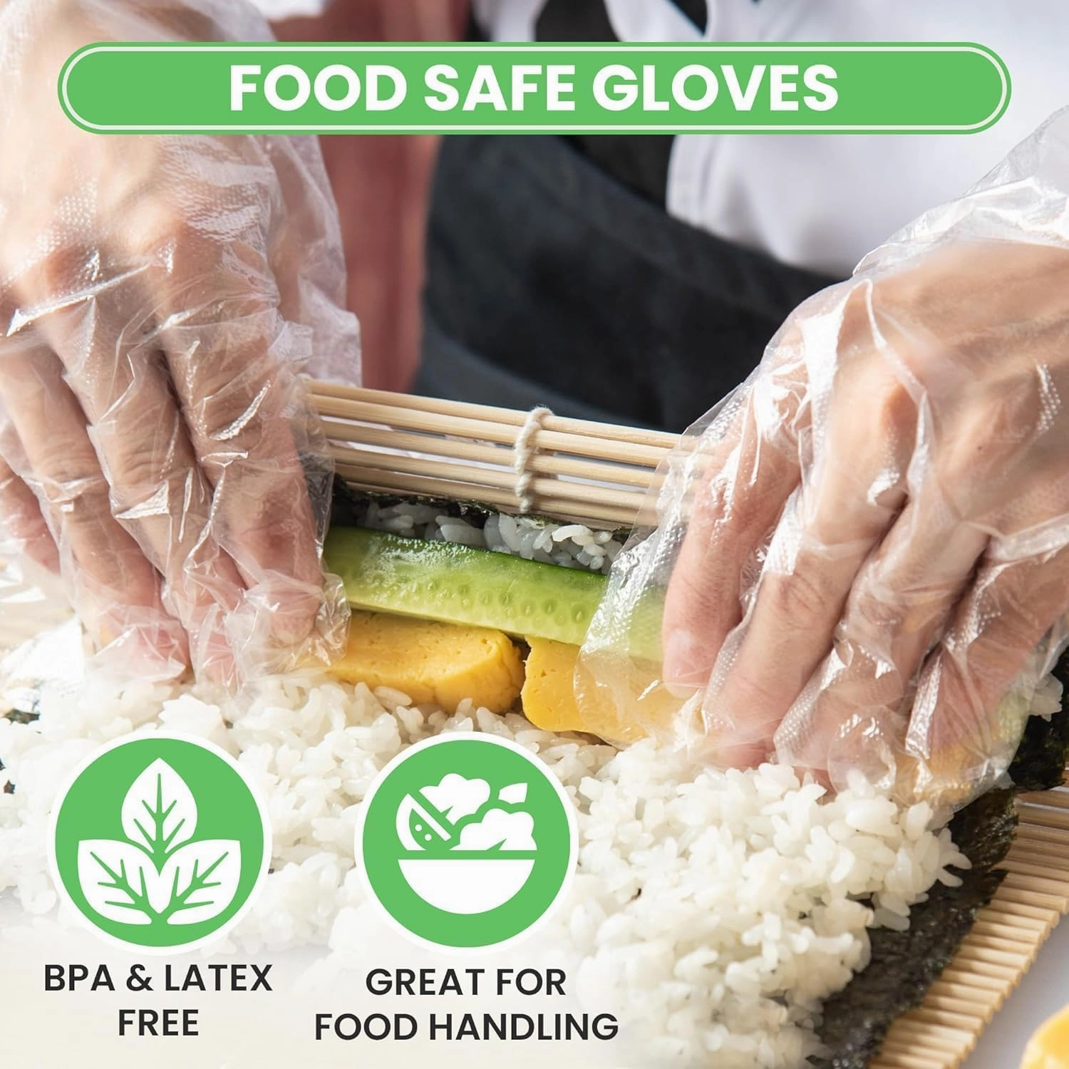 Keppi 1200pcs Plastic Gloves - BPA & Latex Free - Perfect Food Handling - Food Safe Disposable Glove for Cooking - Bulk Food Safe Gloves - One Size Great Fit