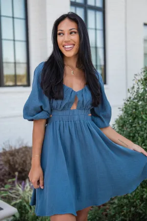 Key To My Heart Navy Keyhole Detail Mini Dress FINAL SALE