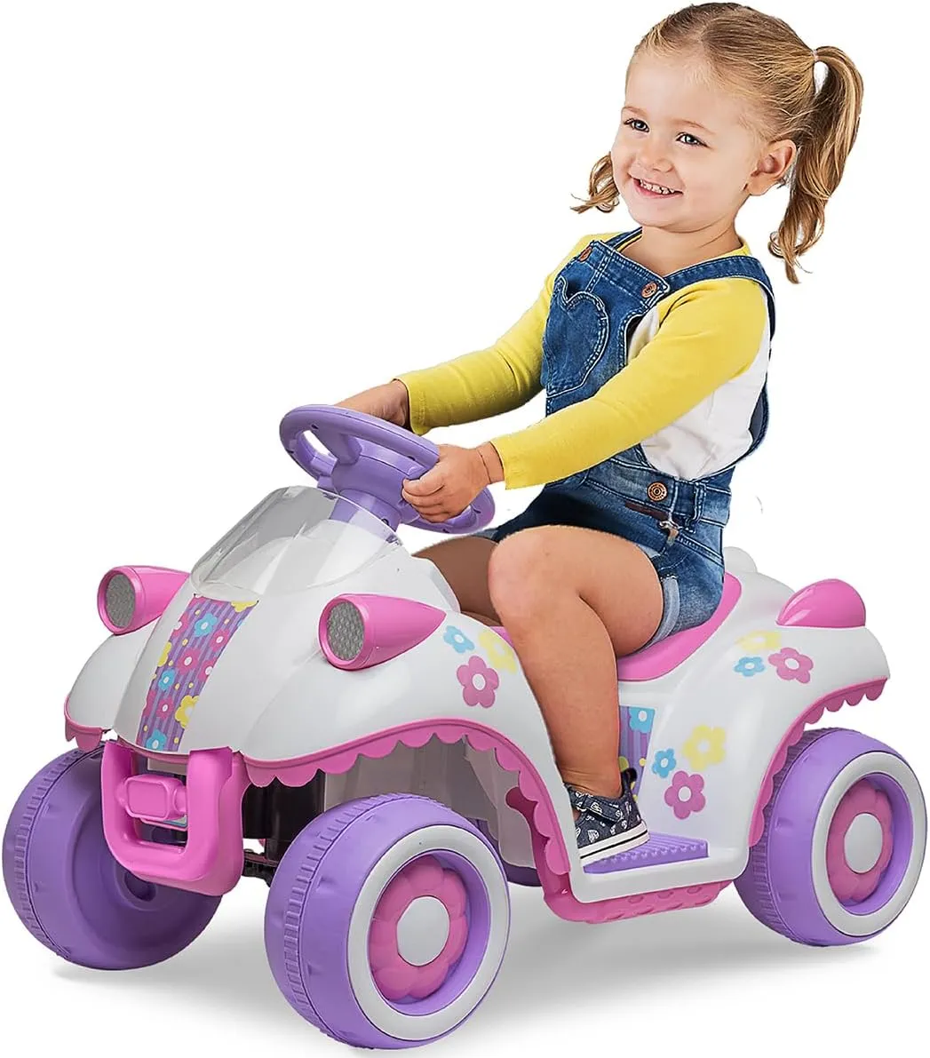 Kid Trax Flower Power 6V Ride On - Little Girls Toys, Toddler Car, Ride On Car, Kids' Electric Vehicle, Durable, Inside/Outside Toys, Perfect Kids Cars to Drive, Max Weight 44lbs, 18-30 Months