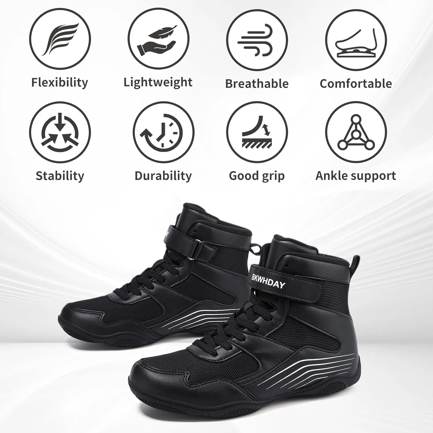 Kids Wrestling Shoes Youth Boys Girls Boxing Shoes Lightweight Breathable Non Slip for Fitness Powerlifting