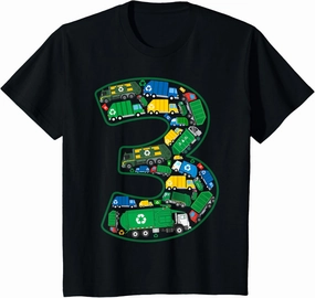 Kids Garbage Truck Boy 3rd Birthday 3 Years Old Garbage Truck Boy T-Shirt