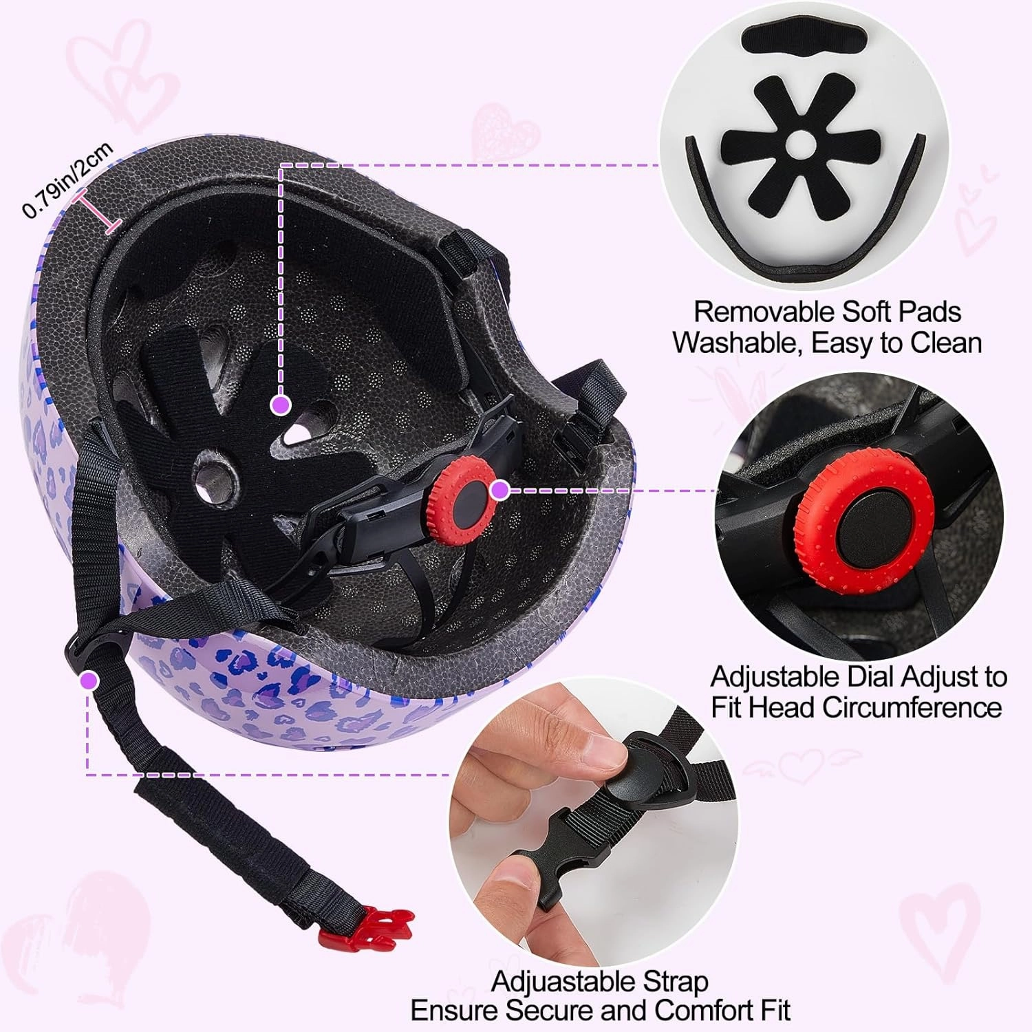 Kids Helmet, Bike Helmets for Kids 8-14 with Knee Pads and Elbow Pads Wrist Guards, Adjustable Youth Girls Bike Helmet with DIY Cat Ears Skateboard Helmet for Scooter Skating Cycling