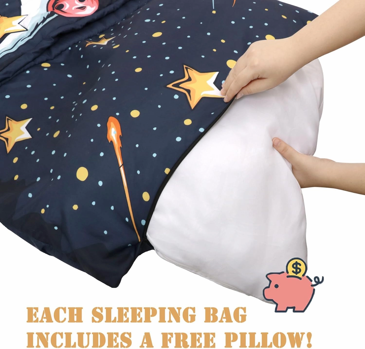Kids Sleeping Bag, Sleeping Bags for Boys & Girls, Large Kids Sleeping Bag with Pillow, SlumberSoft Slumber Bags, Toddler Sleeping Bags for Daycare Travel Naps and Sleepovers,63" x 30"
