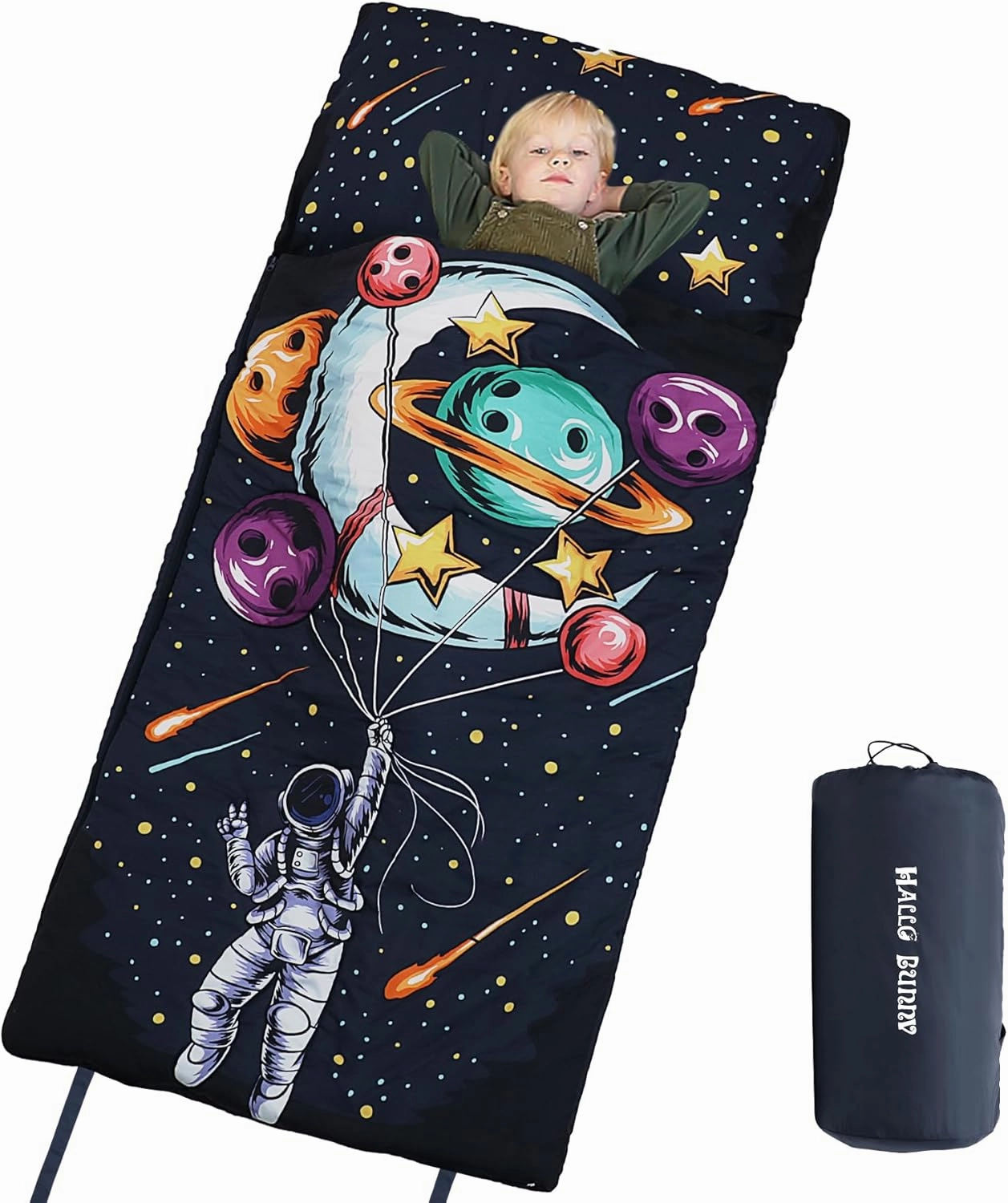 Kids Sleeping Bag, Sleeping Bags for Boys & Girls, Large Kids Sleeping Bag with Pillow, SlumberSoft Slumber Bags, Toddler Sleeping Bags for Daycare Travel Naps and Sleepovers,63" x 30"