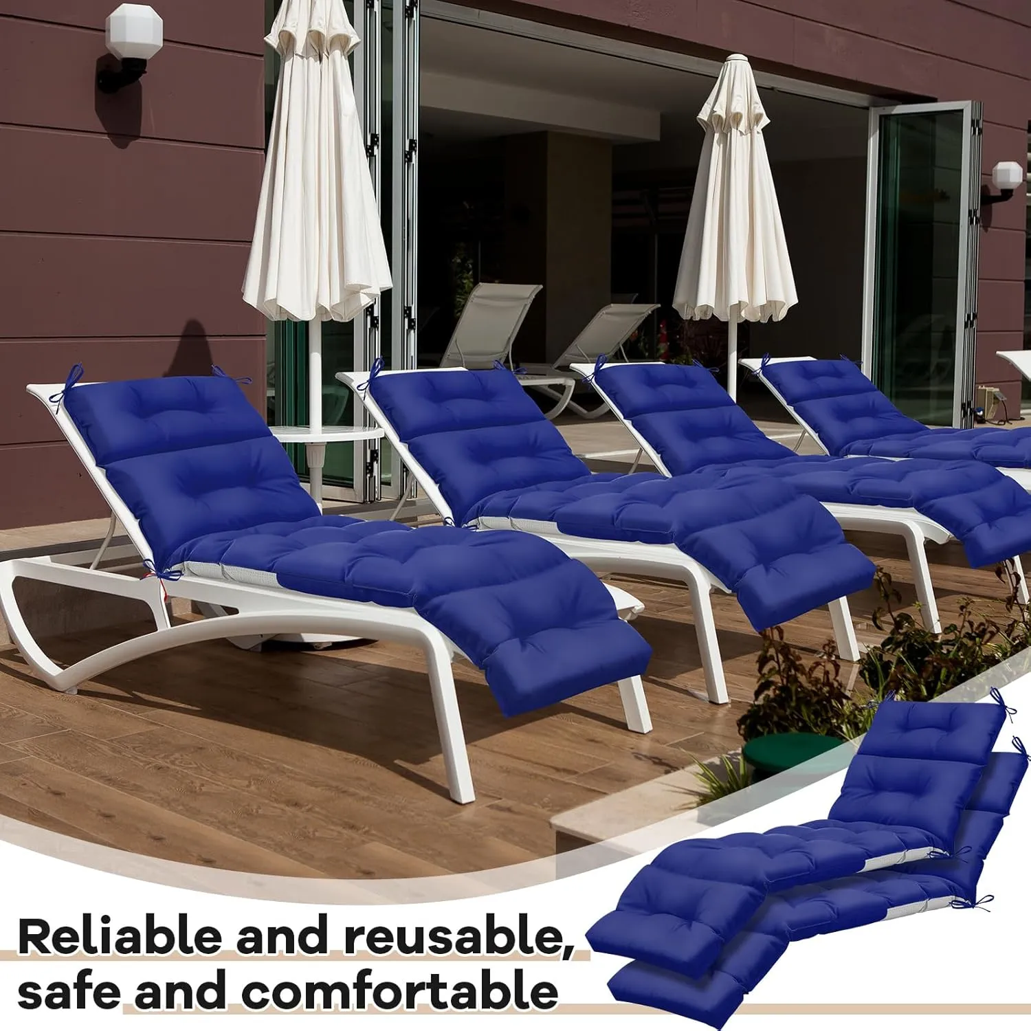 Kigley 1 Pcs Chaise Lounge Cushions 75 x 22 x 5 Inches Soft Lounge Chair Cushion Spring/Summer Seasonal Replacement for Outdoor Indoor Home Office (Navy Blue)