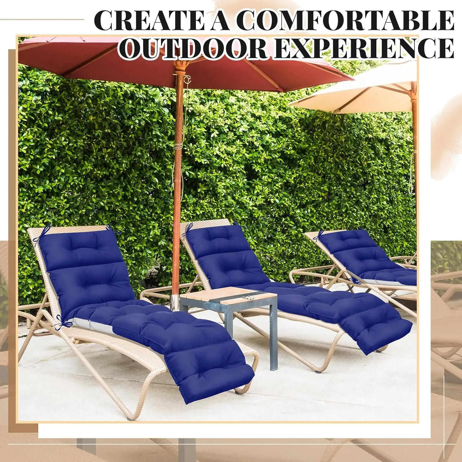 Kigley 1 Pcs Chaise Lounge Cushions 75 x 22 x 5 Inches Soft Lounge Chair Cushion Spring/Summer Seasonal Replacement for Outdoor Indoor Home Office (Navy Blue)