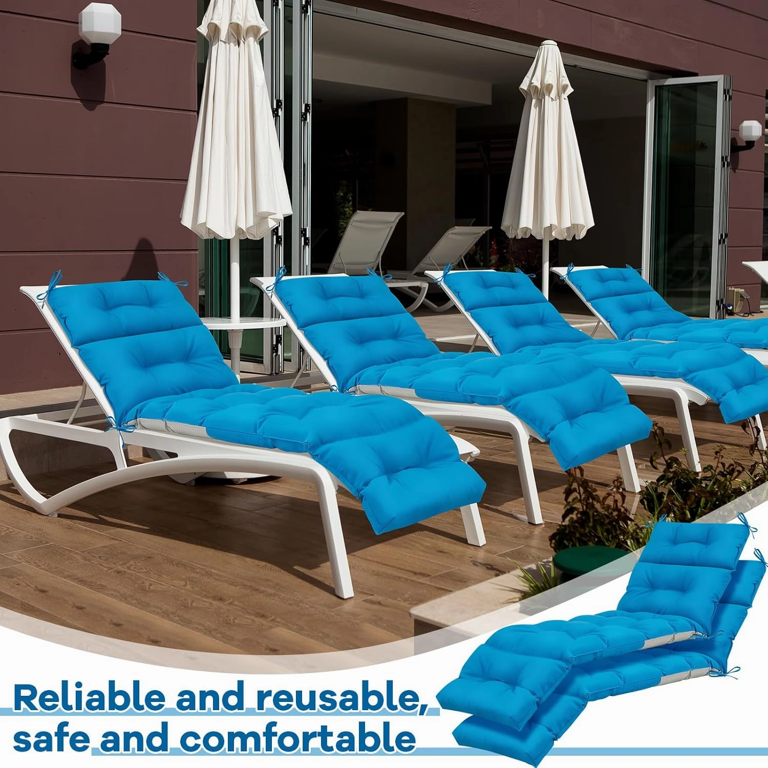 Kigley 1 Pcs Chaise Lounge Cushions 75 x 22 x 5 Inches Soft Lounge Chair Cushion Spring/Summer Seasonal Replacement for Outdoor Indoor Home Office (Blue)