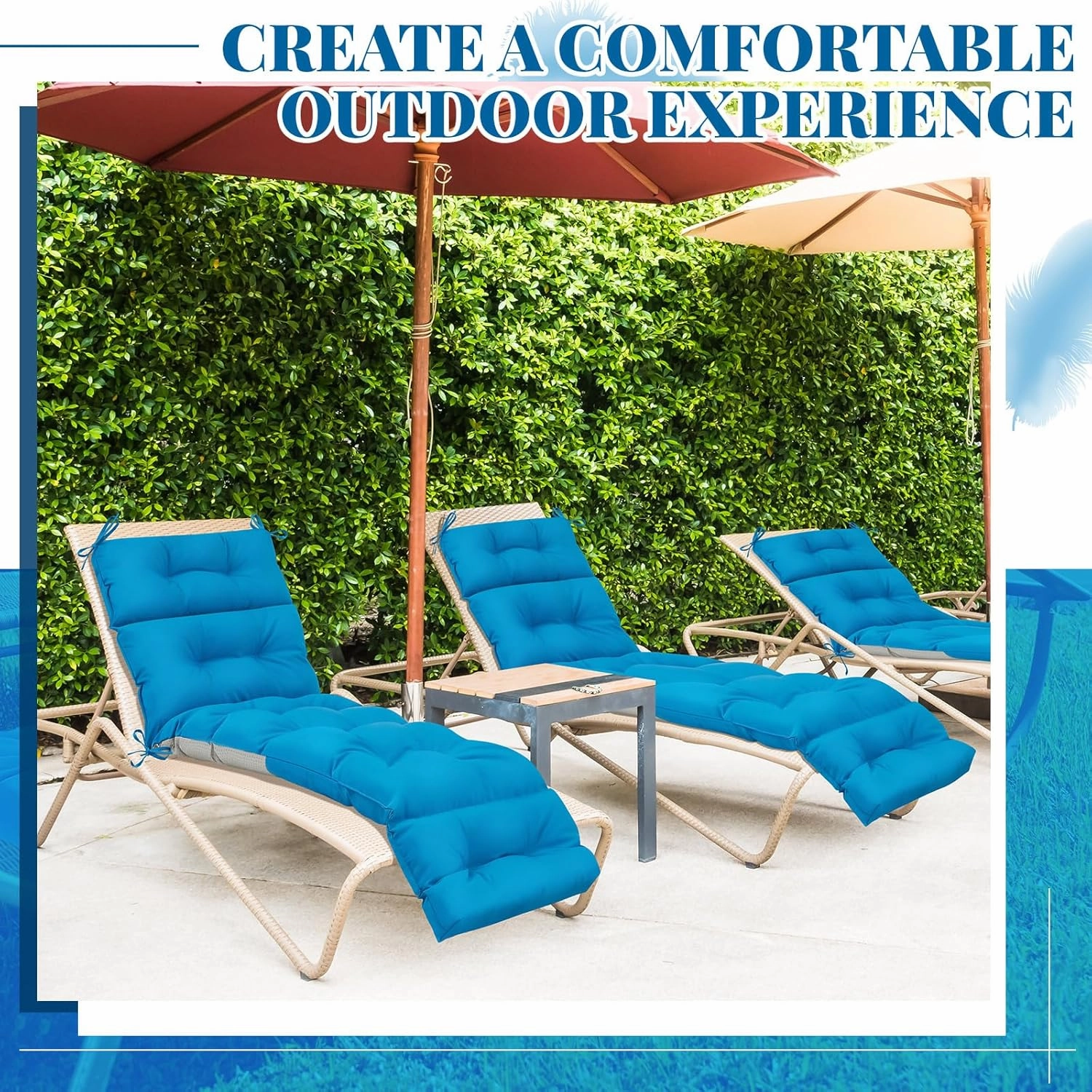 Kigley 1 Pcs Chaise Lounge Cushions 75 x 22 x 5 Inches Soft Lounge Chair Cushion Spring/Summer Seasonal Replacement for Outdoor Indoor Home Office (Blue)