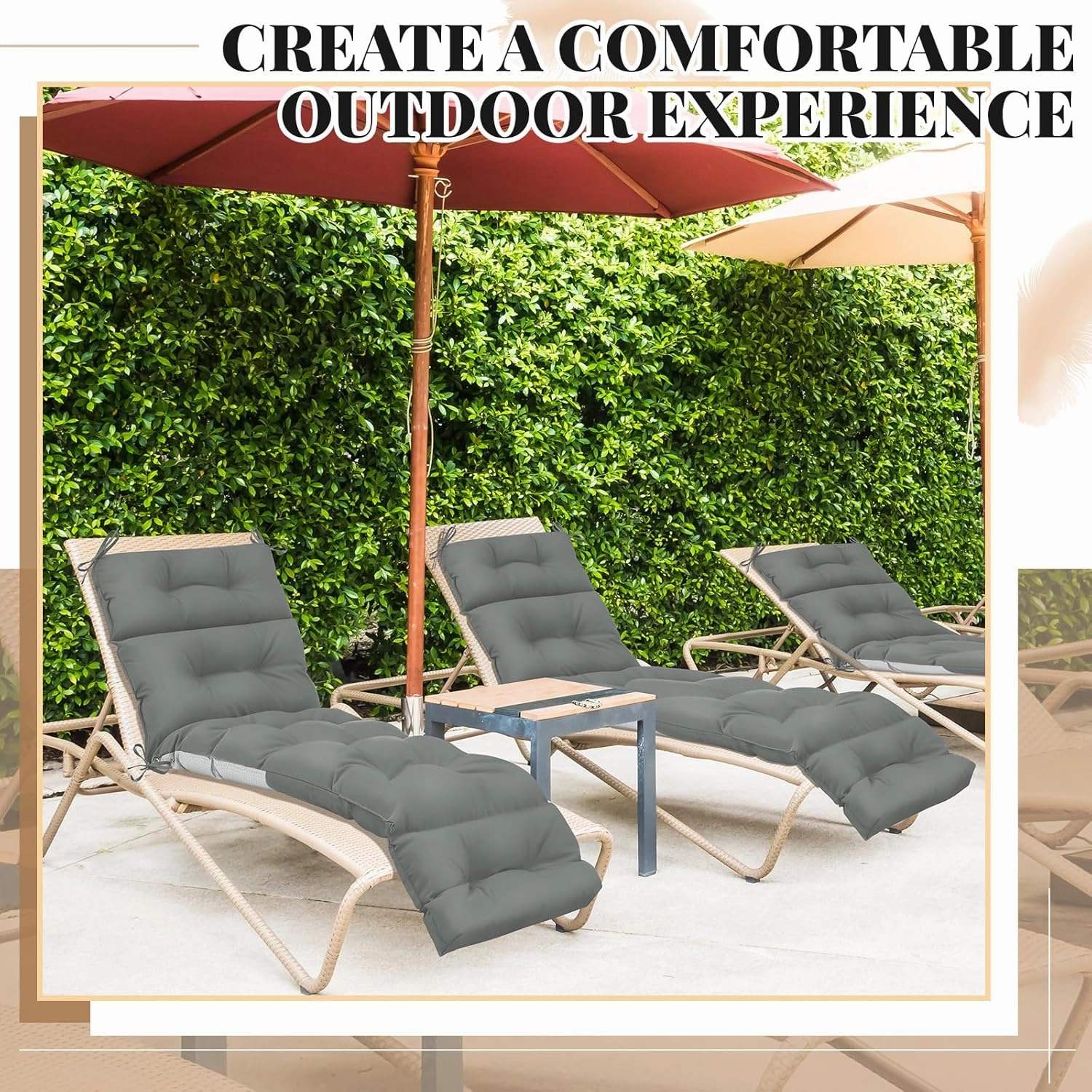 Kigley 1 Pcs Chaise Lounge Cushions 75 x 22 x 5 Inches Soft Lounge Chair Cushion Spring/Summer Seasonal Replacement for Outdoor Indoor Home Office (Dark Gray)