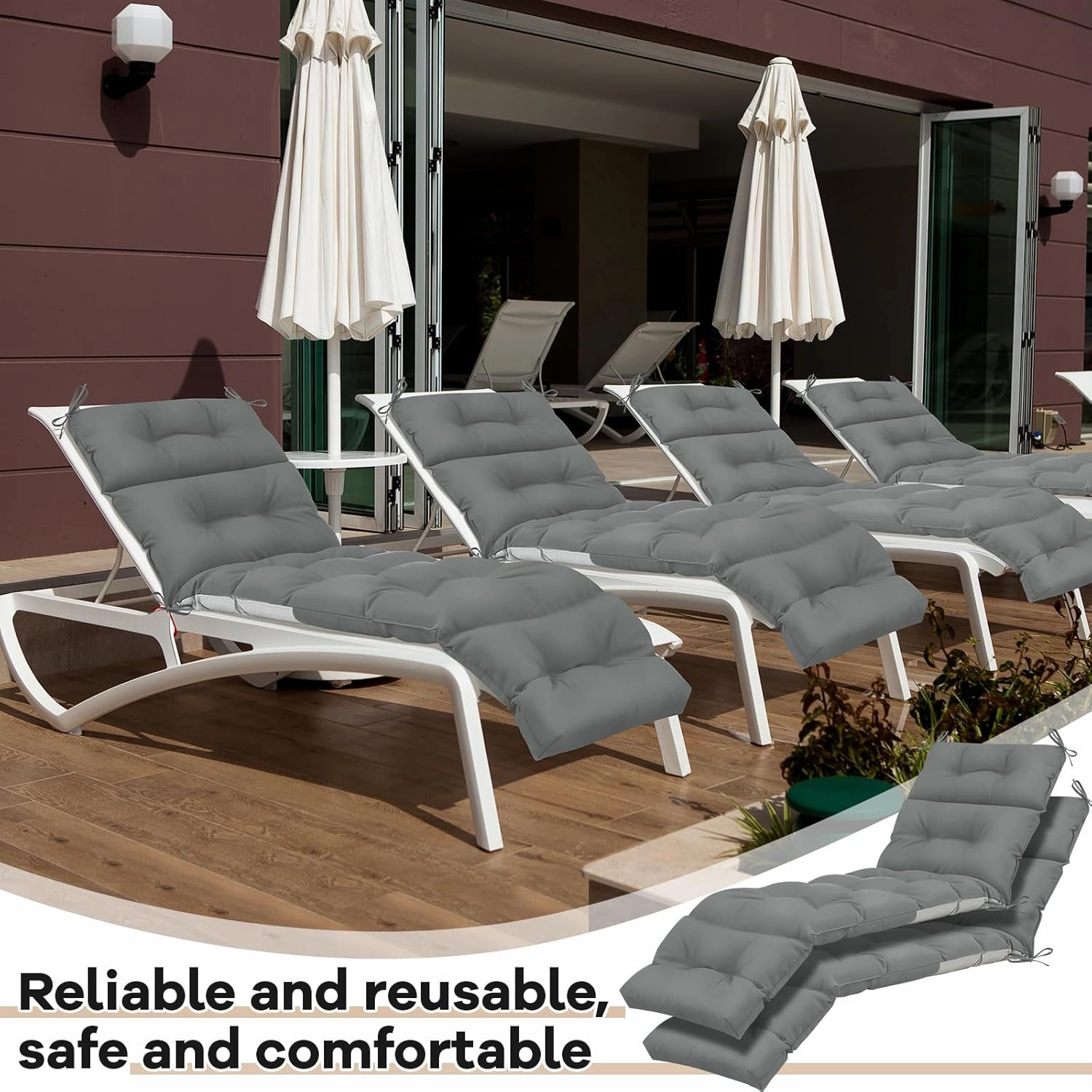Kigley 1 Pcs Chaise Lounge Cushions 75 x 22 x 5 Inches Soft Lounge Chair Cushion Spring/Summer Seasonal Replacement for Outdoor Indoor Home Office (Dark Gray)
