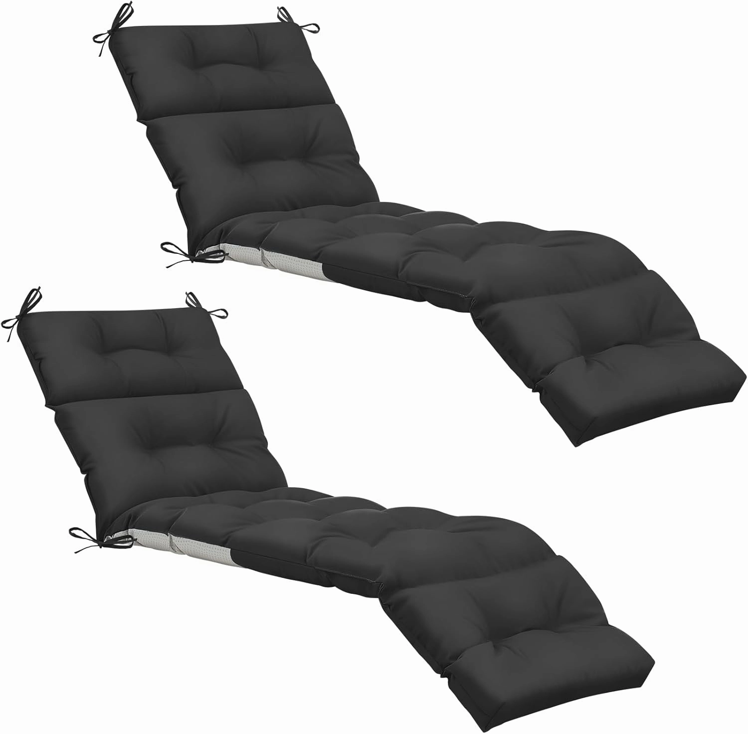 Kigley 2 Pcs Chaise Lounge Cushions 75 x 22 x 5 Inches Soft Lounge Chair Cushion Spring/Summer Seasonal Replacement for Outdoor Indoor Home Office (Black)