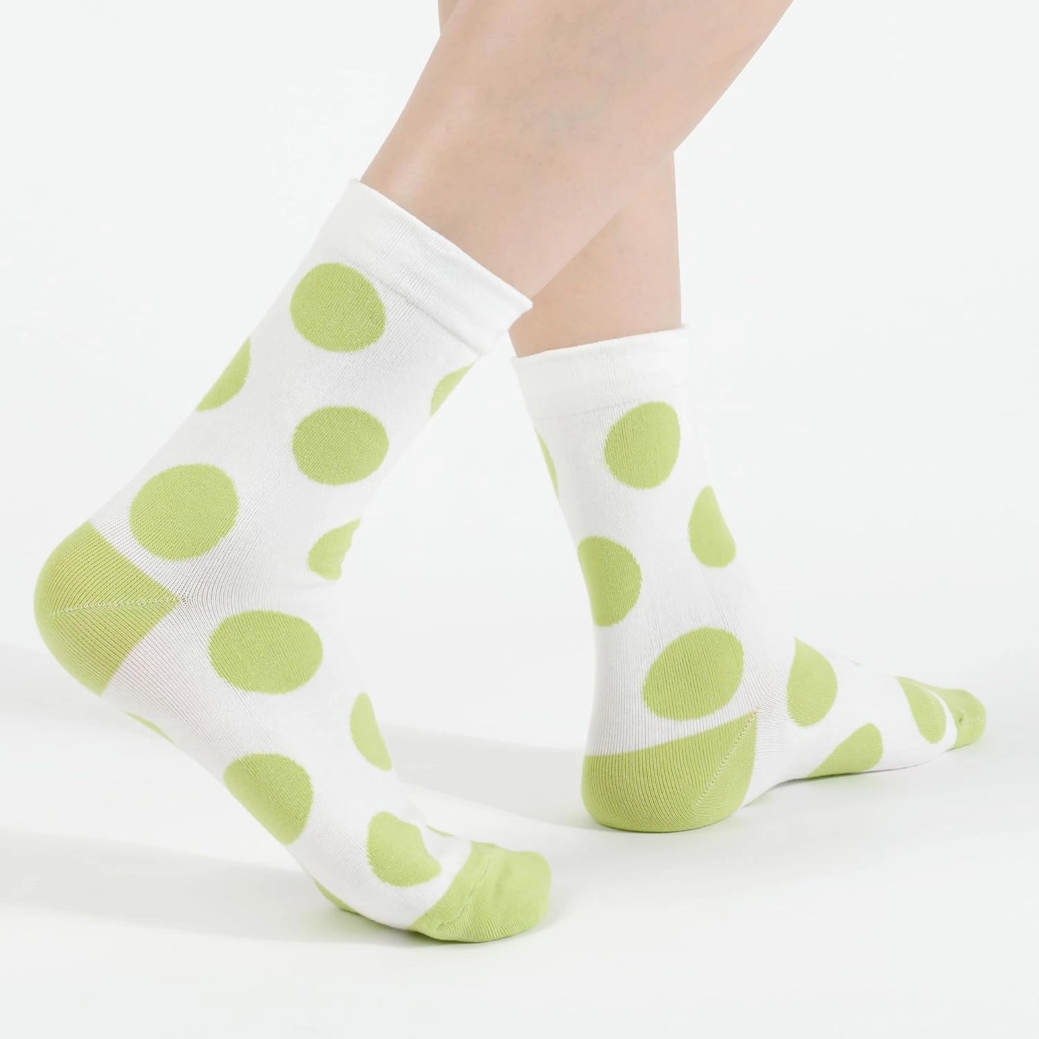 kikiya socks Women Crew | 4-6 Pairs Flower Heart Dots Graphic Tube Striped Cotton Socks | Calcetas Para Mujer | Size 6-8