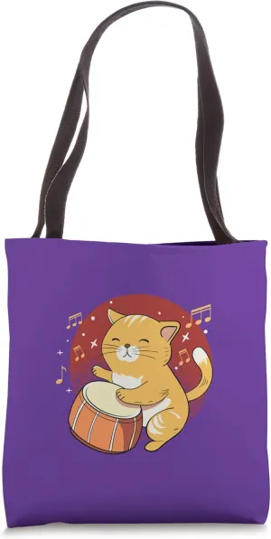 kitten t with bongo drums neko kawaii aesthetic clothes Tote Bag