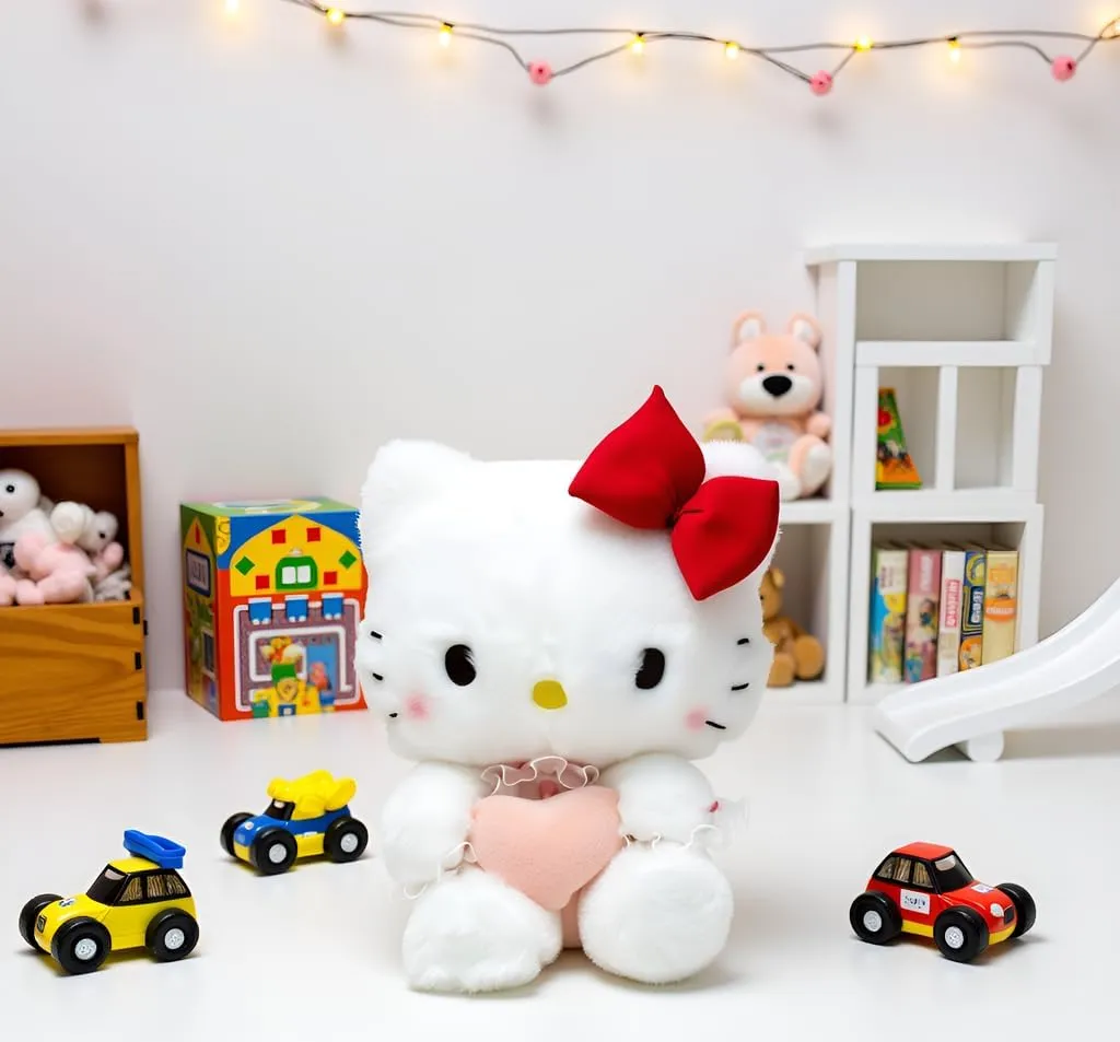 Kitty Plush 10” Collectible Kitty Plushie Cute Stuffed Animal Toy Adorable Kawaii Doll (Pink Heart)