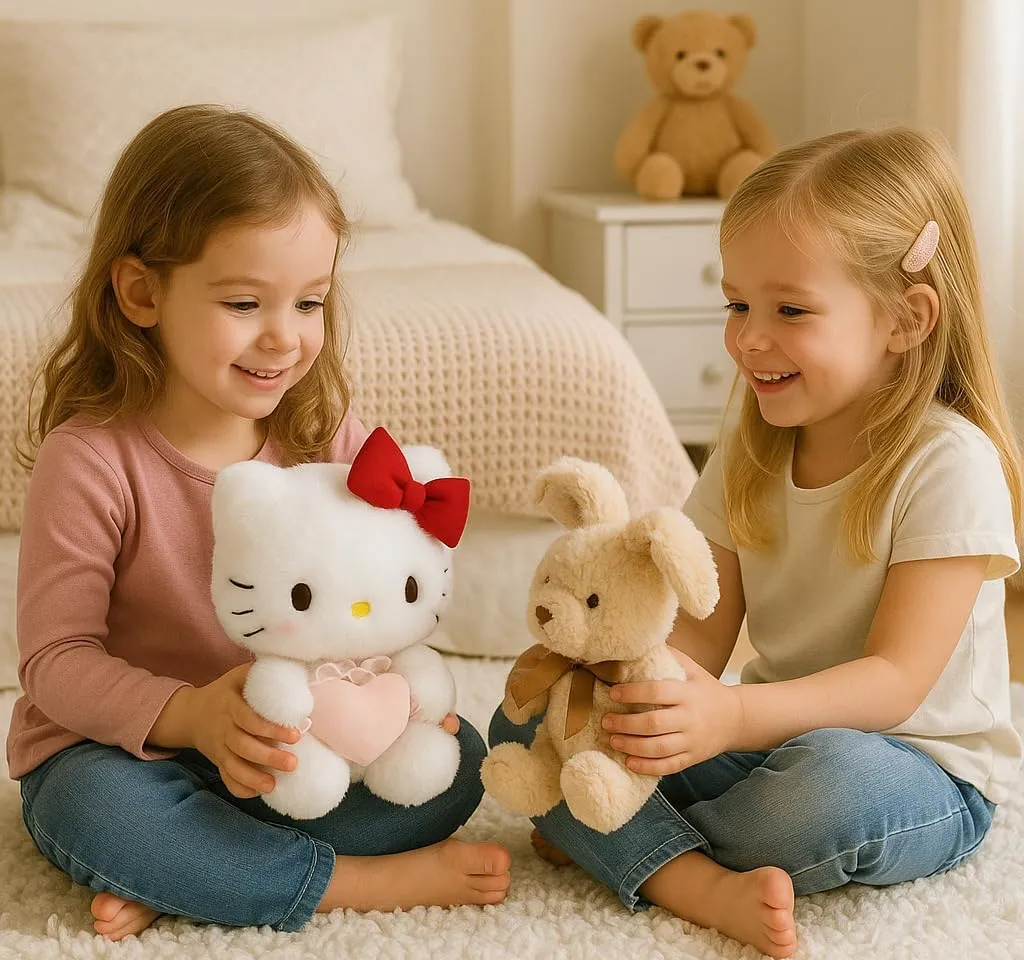 Kitty Plush 10” Collectible Kitty Plushie Cute Stuffed Animal Toy Adorable Kawaii Doll (Pink Heart)