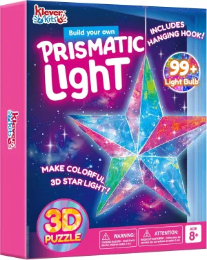 Klever Kits Prismatic 3D Light Art Puzzle, Build Your Own Colorful 3D Star, 99  Light Bulbs, Includes Hanging Hook and USB Power Cable, Set of 3 Star Panels