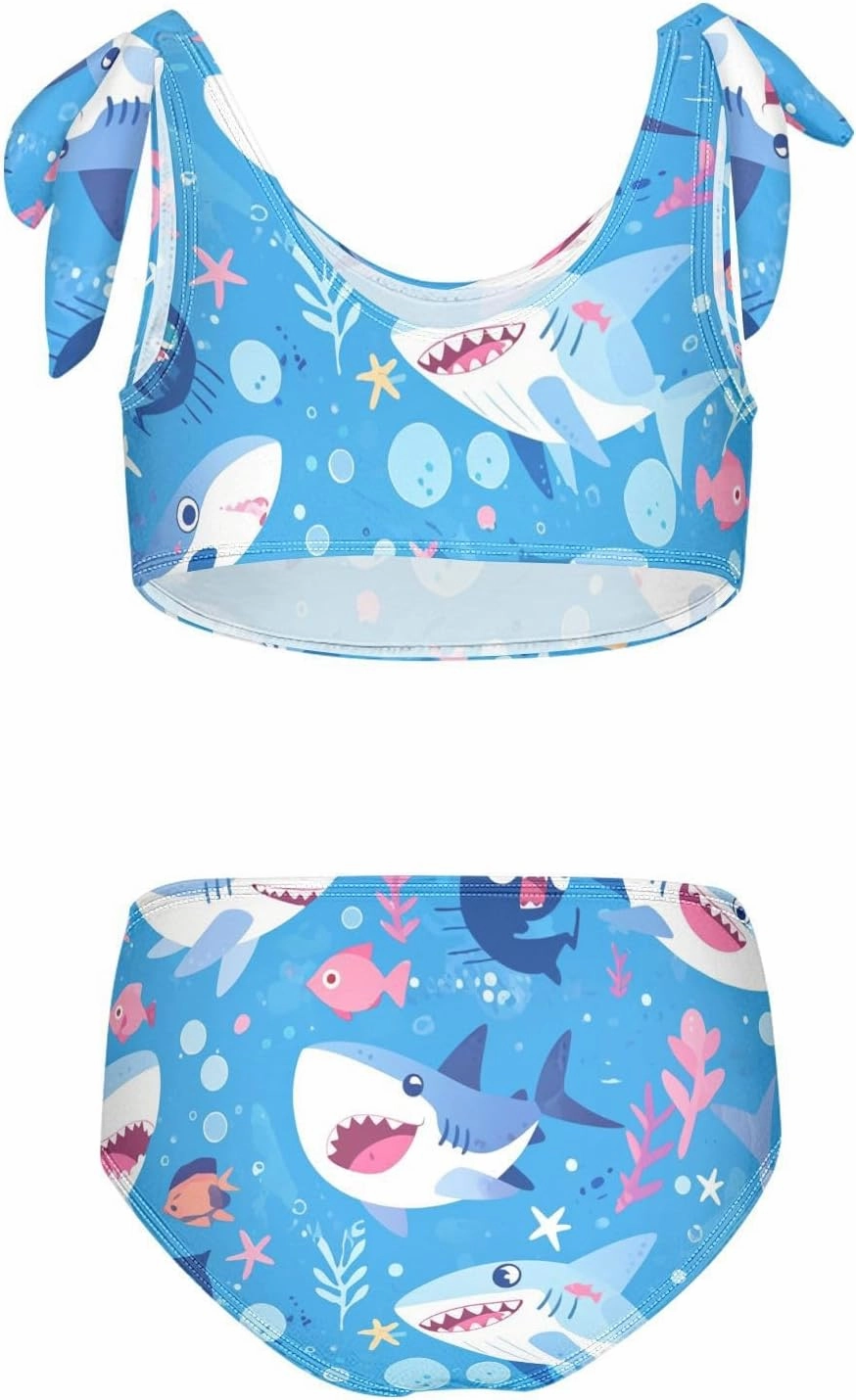 KLL Ocean Fish sea Masco Girl Two Piecing Bikini Sets Quick-Dry Bathing Suit Swimming Suits Adjustable Strap