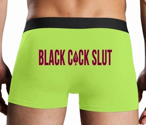 Knaughty Knickers Black Cock Slut - Jack of Spades - Big Black Cock Lover Neon Yellow Mens Boxer Brief Sexy Adult Design