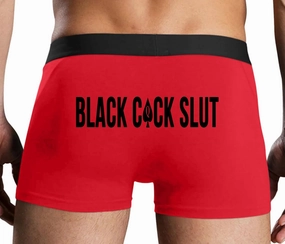 Knaughty Knickers Black Cock Slut - Jack of Spades - Big Black Cock Lover Red Mens Boxer Brief Sexy Adult Design