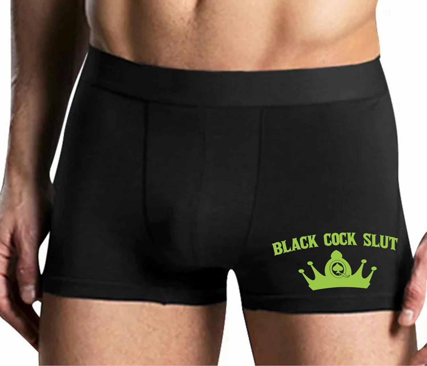 Knaughty Knickers Black Cock Slut - Jack of Spades - Crown Black Mens Boxer Brief Adult Fun Design