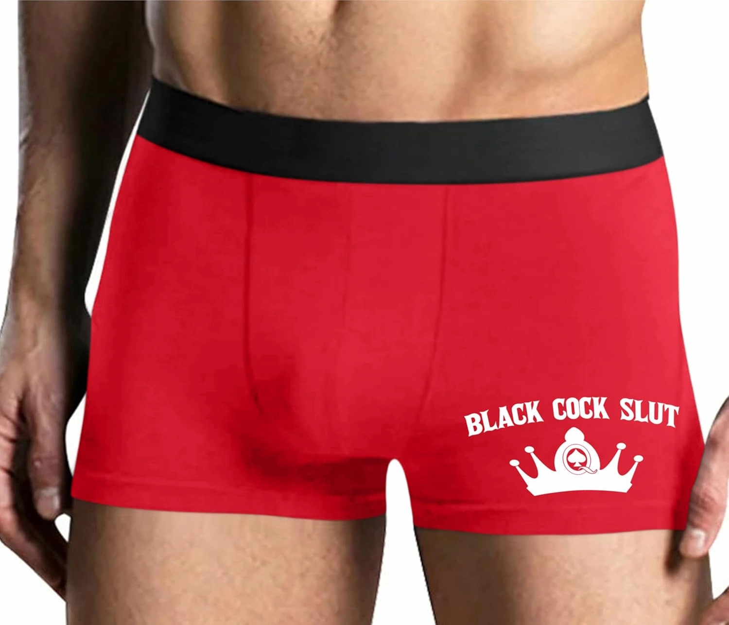 Knaughty Knickers Black Cock Slut - Jack of Spades - Crown Red Mens Boxer Brief Adult Fun Design