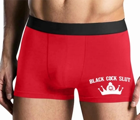Knaughty Knickers Black Cock Slut - Jack of Spades - Crown Red Mens Boxer Brief Adult Fun Design