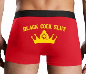 Knaughty Knickers Black Cock Slut - Jack of Spades - Crown Red Mens Boxer Brief Sexy Adult Design