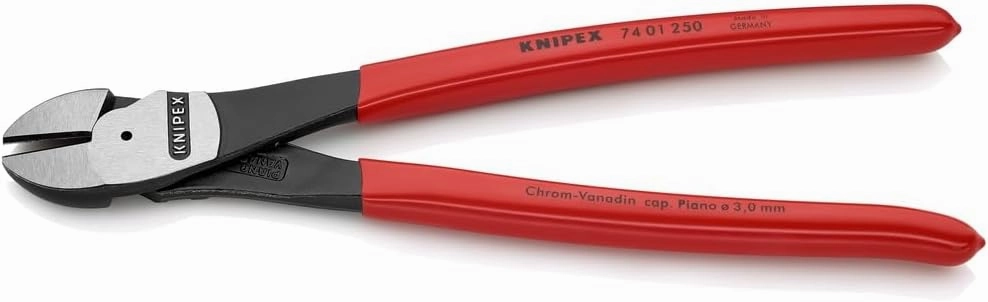 KNIPEX - 74 01 250 SBA Tools - High Leverage Diagonal Cutters (7401250SBA), 10 inches