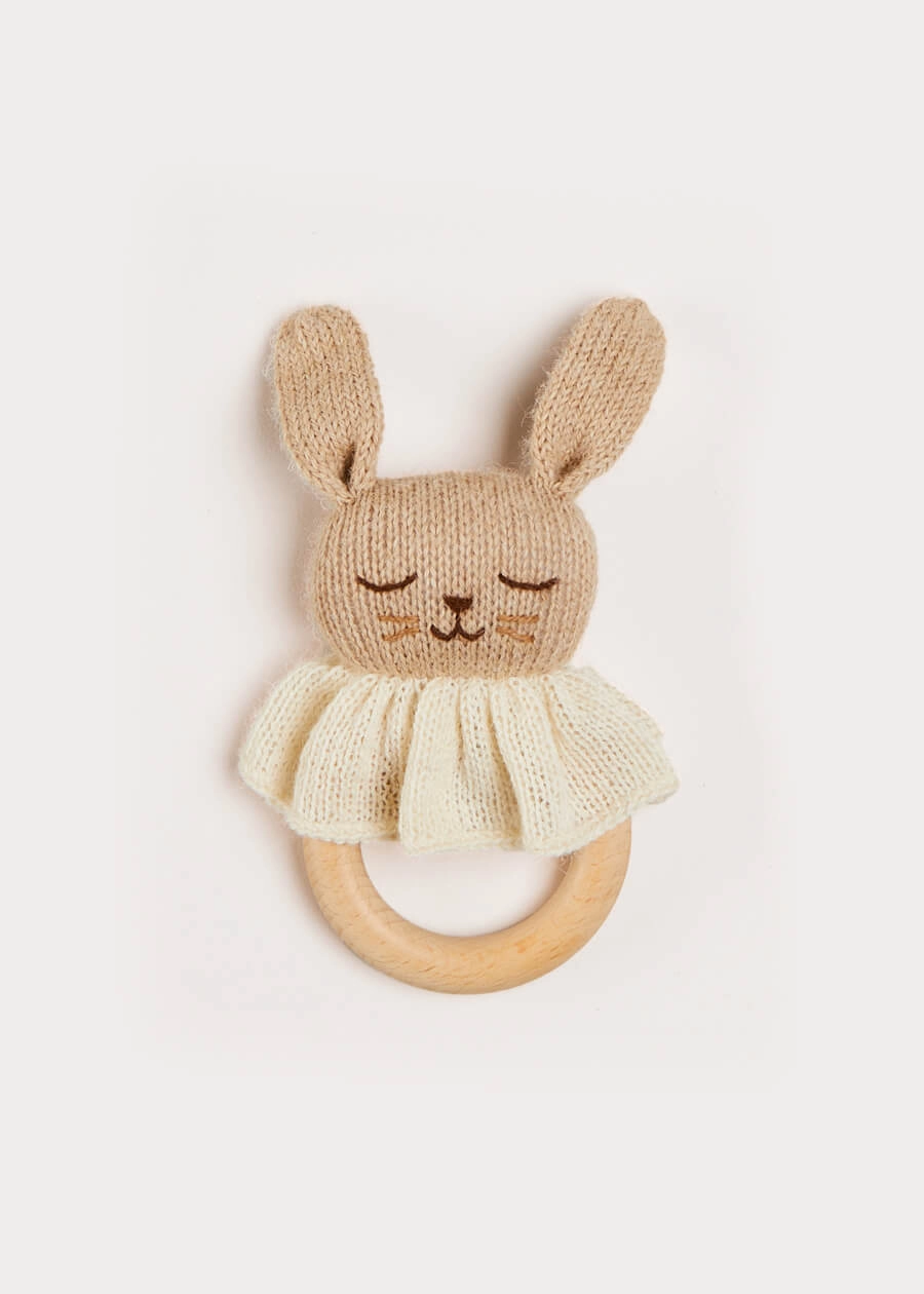 Knitted Bunny Teether in Beige