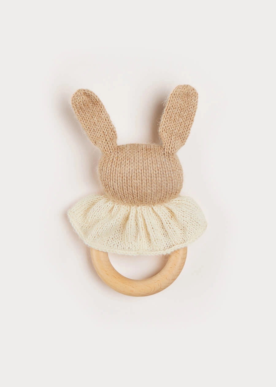 Knitted Bunny Teether in Beige