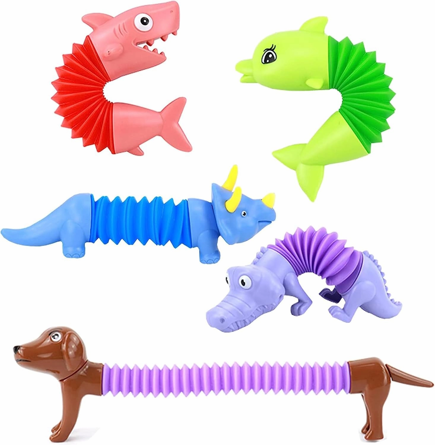 Kryfa Telescopic Suction Cup Giraffe Toys, Sucker Pop Tube Giraffe, Stretchy Giraffe Suction Toy, Animals Pop Tube Sensory Toy for Kids 4-8, 8-12 (18 PCS)