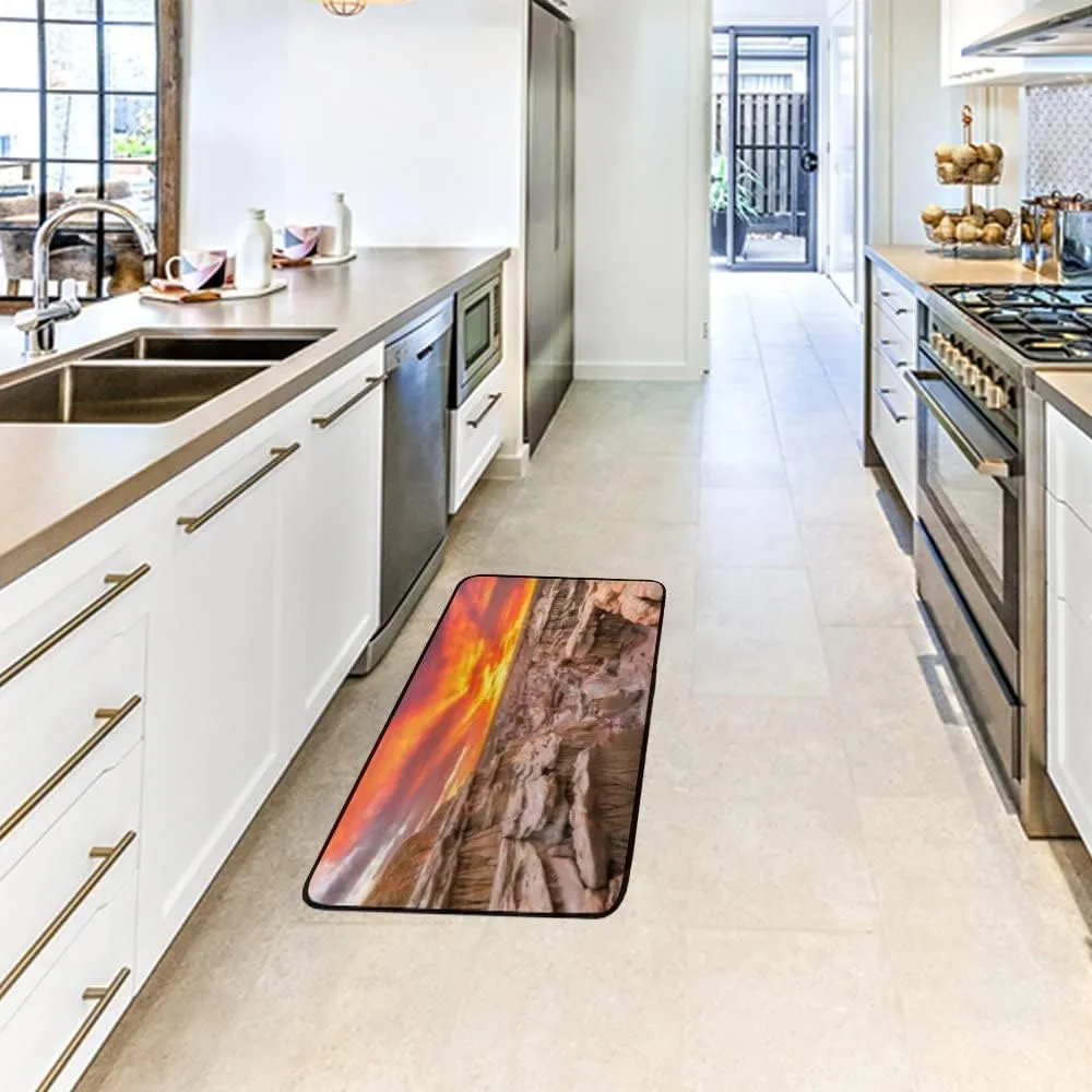 Kuizee Kitchen Runner Area Rug Kitchen Mat USA Valley of Dreams After Sunset Bathroom Hallway Entry Way Floor Non Slip Soft Water Absorbent 39×20 Inch