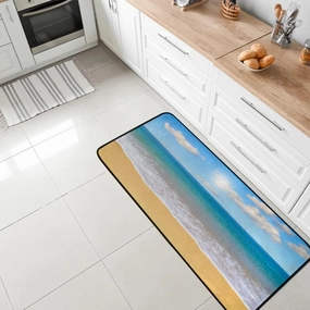 Kuizee Kitchen Runner Area Rug Kitchen Mat Beach Tropical Sea Summer Bathroom Hallway Entry Way Floor Non Slip Soft Water Absorbent 39×20 Inch