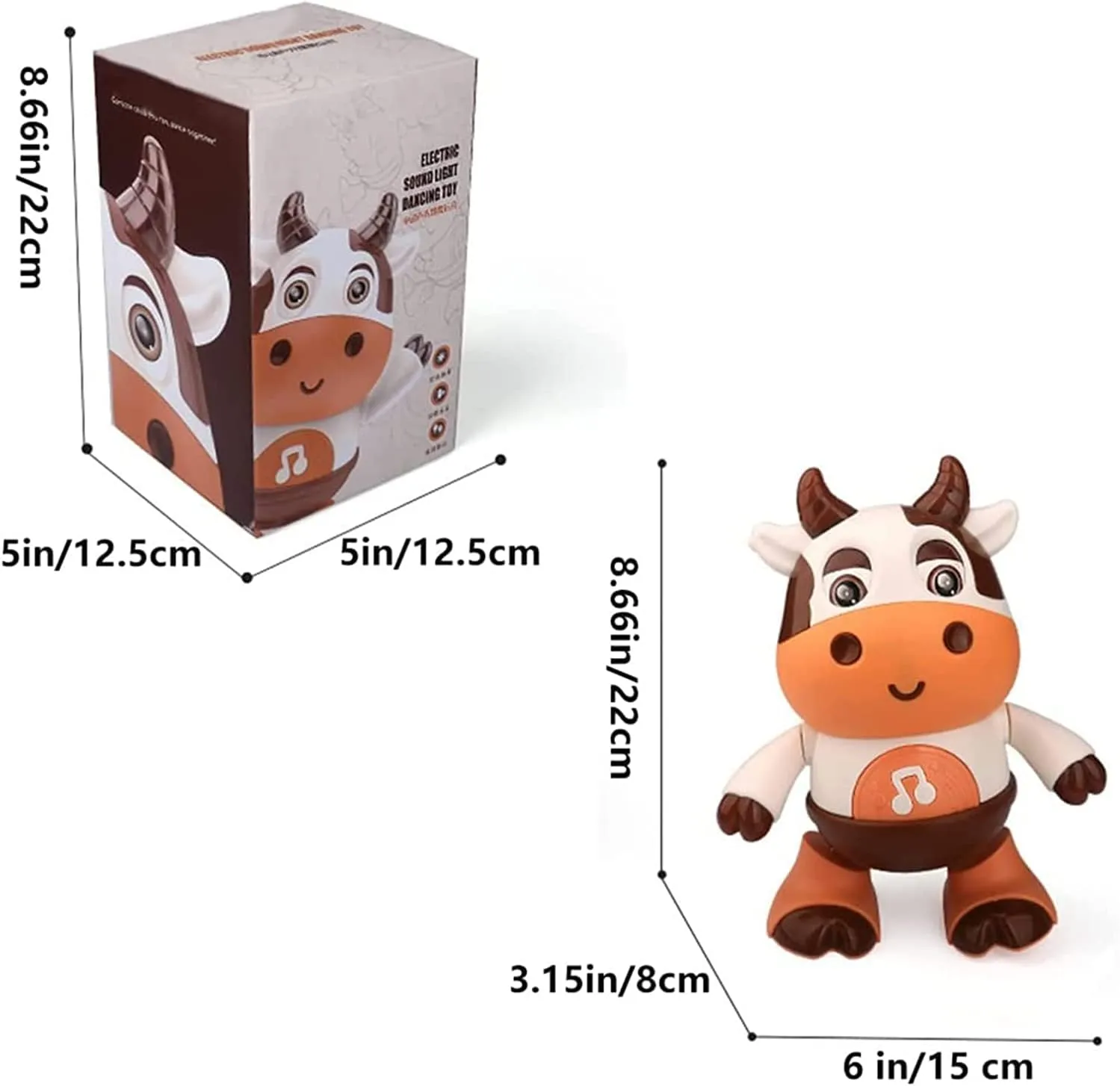 Kukelen Baby Cow Musical Toys,2023 New Dancing Walking Baby Cow Toy with Music and LED Lights, Dancing Toys, Baby Music Toys, 18 Month Toys, Baby Toys 6 to 12 Months
