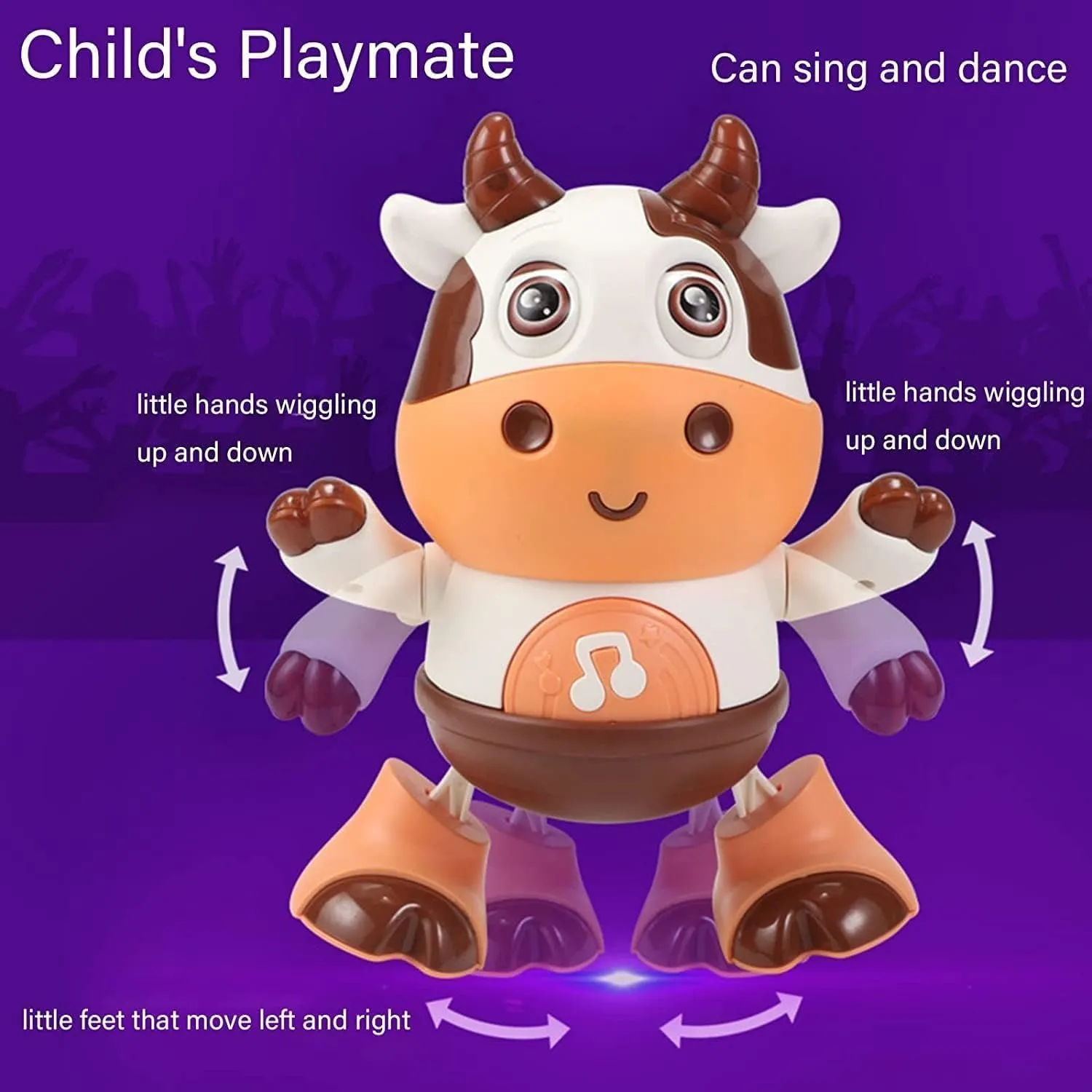 Kukelen Baby Cow Musical Toys,2023 New Dancing Walking Baby Cow Toy with Music and LED Lights, Dancing Toys, Baby Music Toys, 18 Month Toys, Baby Toys 6 to 12 Months