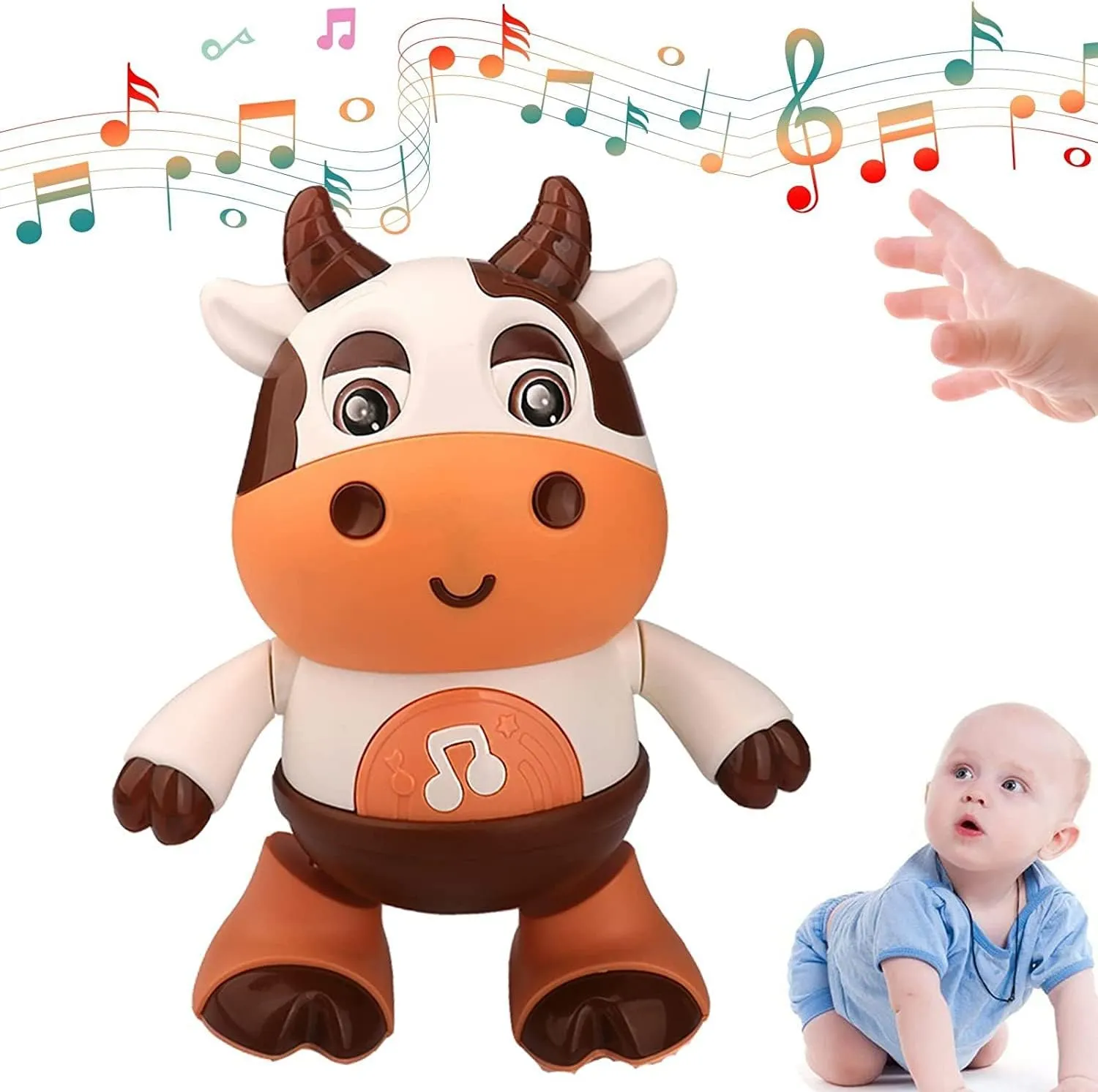 Kukelen Baby Cow Musical Toys,2023 New Dancing Walking Baby Cow Toy with Music and LED Lights, Dancing Toys, Baby Music Toys, 18 Month Toys, Baby Toys 6 to 12 Months