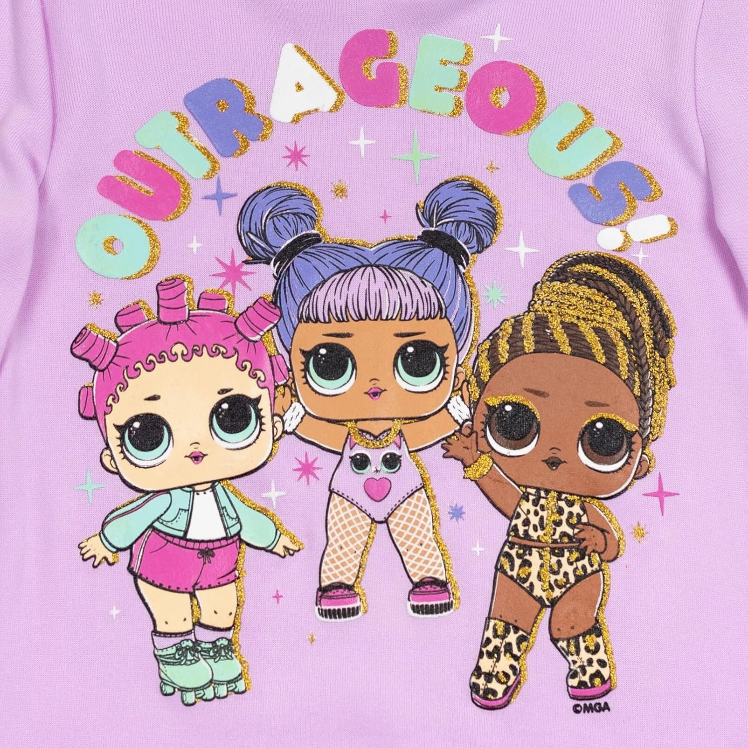 L.O.L. Surprise! Roller Sk8er Daring Diva Diva Girls Pullover Fleece Hoodie and Leggings Outfit Set Little Kid to Big Kid