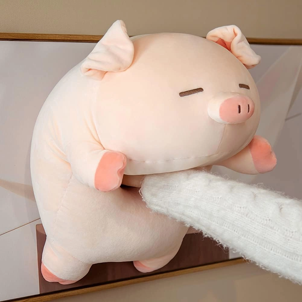 lannery Pig Stuffed Animal Hugging Pillow, Soft Fat Pig Plush Toy Gifts for Kids, Valentine, Christmas (Sleeping Eyes, 19.7")