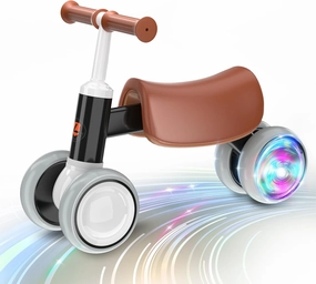 LANOVAGEAR Colorful Lighting Baby Balance Bike Perfect Toy Gift for 1 Year Old Boys Girls, 12-24 Months Toddler Balance Bike,1st Birthday Gifts