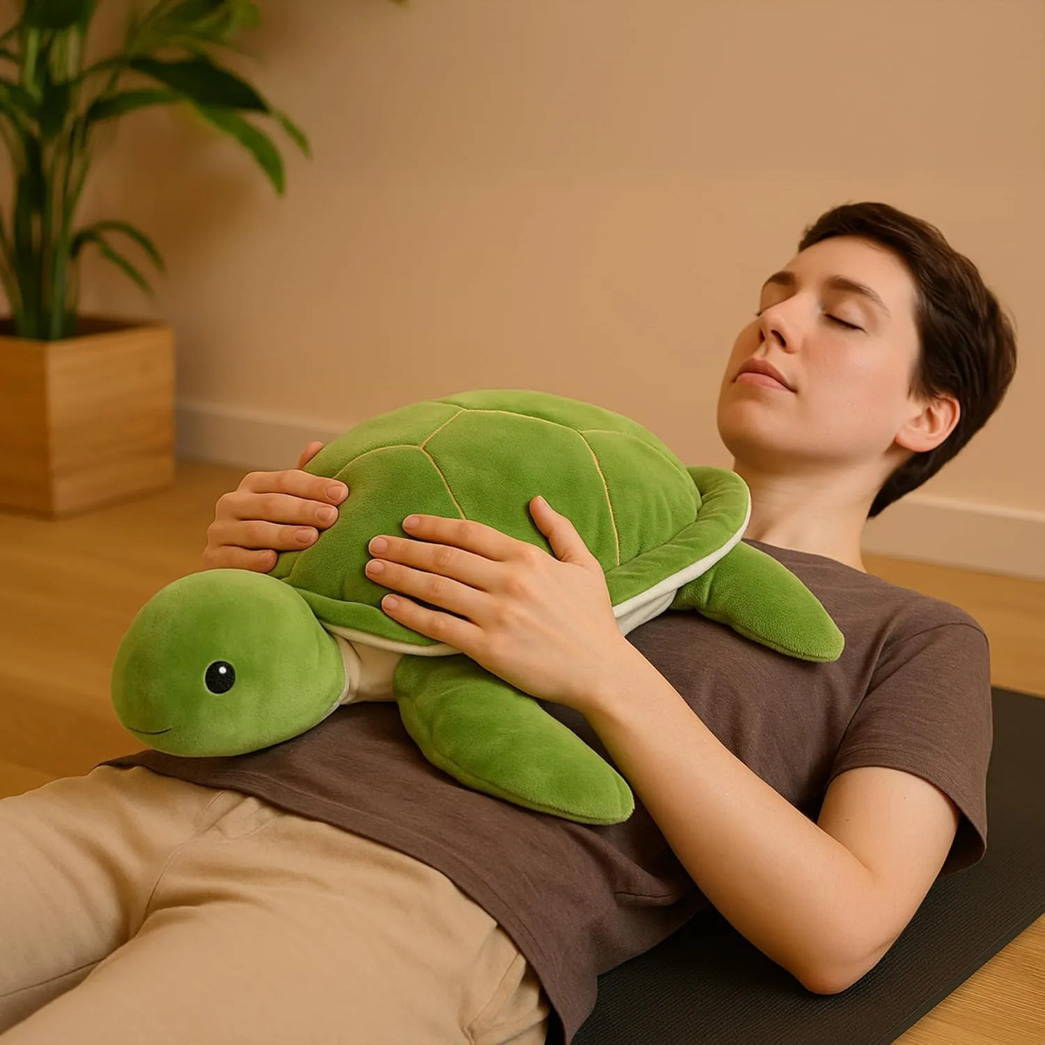 Large Weighted Sea Turtle Stuffed Animal Plush Toy with Embroidered Eyes and Removable Weight Pack - 28 Inches, 5 lb for Kids and Adults