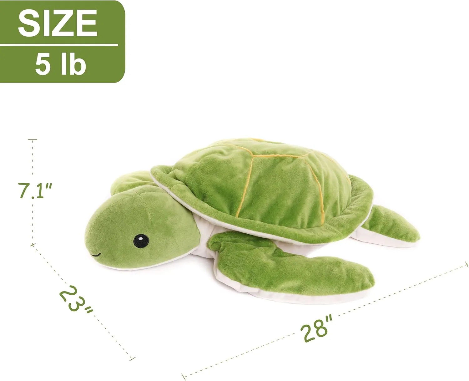 Large Weighted Sea Turtle Stuffed Animal Plush Toy with Embroidered Eyes and Removable Weight Pack - 28 Inches, 5 lb for Kids and Adults