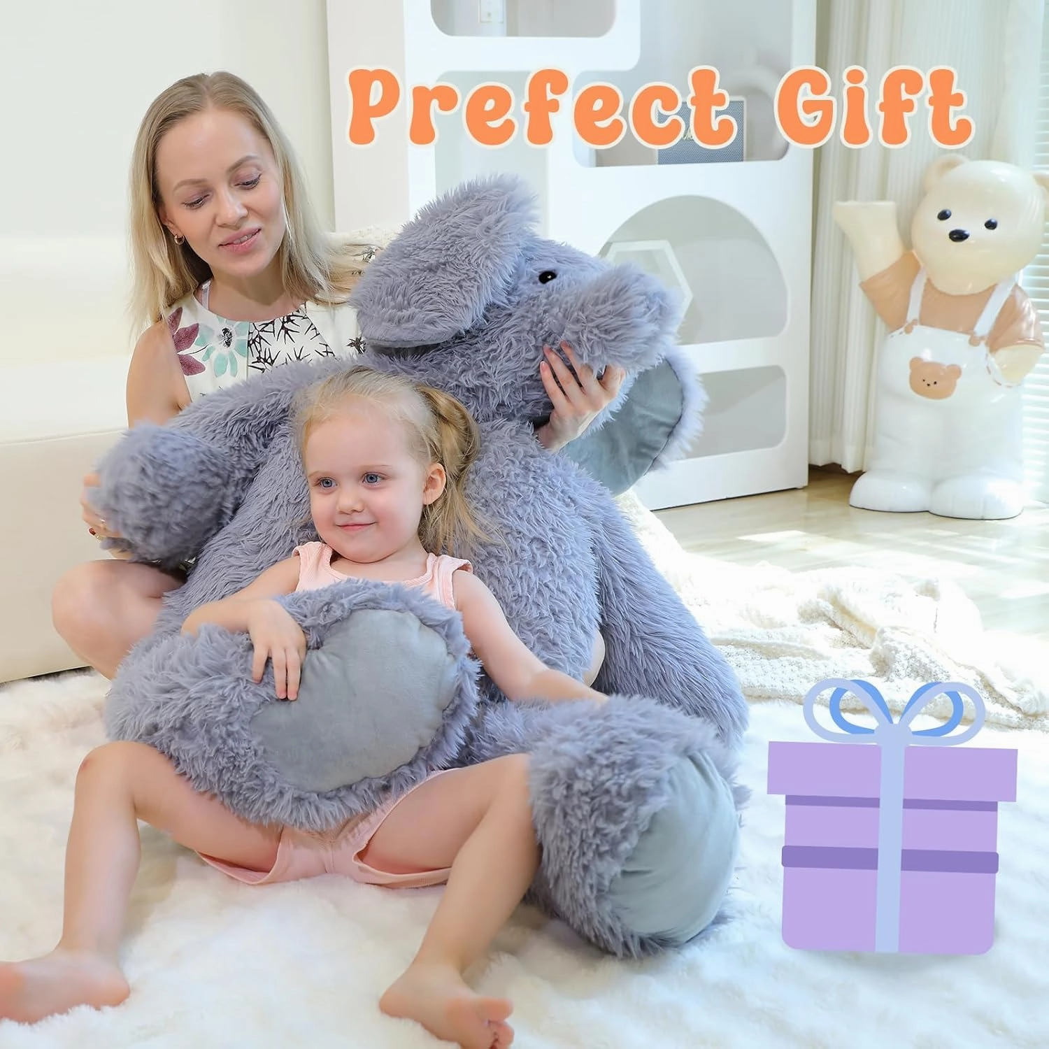 Large Elephant Stuffed Animal 47 inch, Giant Stuffed Elephant Plushies, Huge Elephant Plush Toy Gift for Kids Boys, Birthday,Valentine,Christmas