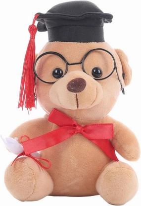 Lassos Boutique Graduation Bear 2025 Grad Stuffed Animal Plush Bear with Bachelor Cap, Glasses, Diploma Scroll for Table Shelf Home Decor, Gift Favor (Brown)