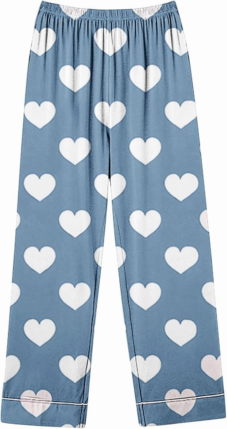Lastesso Pajamas for Women Set Loose Comfy Long Sleeve Button down and Lounge Long Pants Fashion Print Nightwear 2 Sets