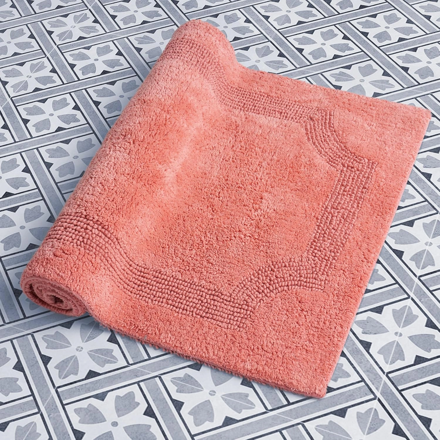 Laura Ashley Reversible Cotton 21 x 34 in. Bath Mat, Coral